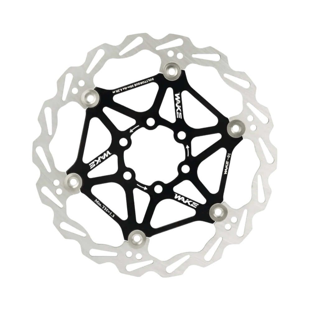 Tarcza hamulcowa rowerowa Wake przód 203 mm pływająca czarna Reactor bike Zestaw do konwersji